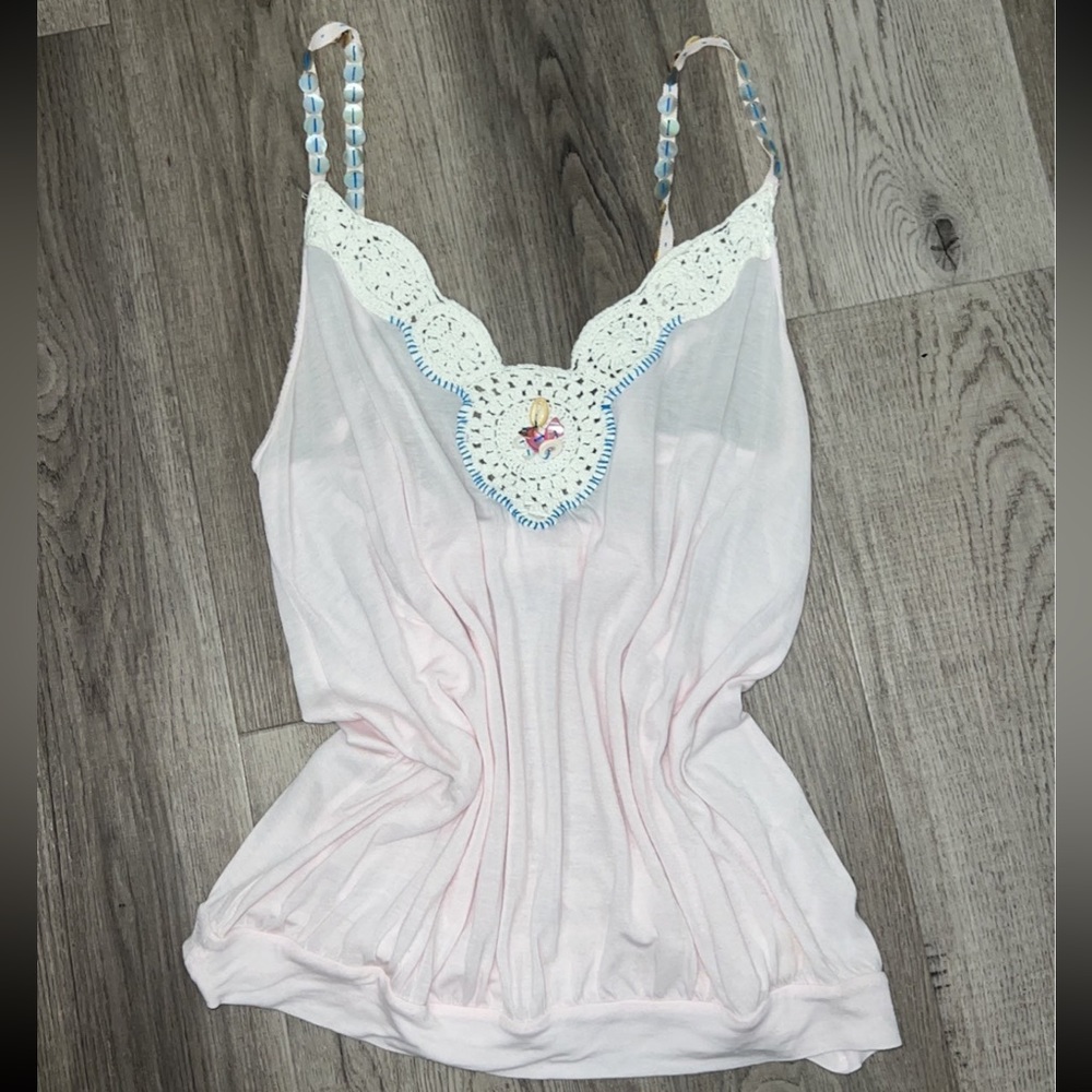 Vintage Free People Crochet Shell Camisole Size M - Picture 12 of 12